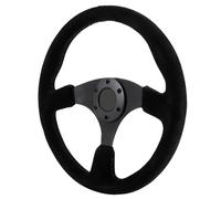 Solinder 350mm, Black Suede Steering Wheel Racing Style 6-, Horn Button, Universal, Convenient Mounting, Comes with Wrench and Cables, 14in Diameter, Luxurious Look