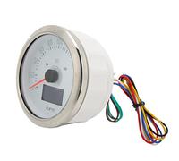 Solinder Car Speedometer, Adjustable 7 Color Backlit 85mm GPS Speedometer with Turn Signal Light 0-200KM/H for Car RV Ship, Made of Stainless Steel and ABS, and Grade (White)