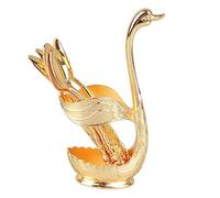 Solinder Elegant Swan Coffee Stirrers Holder in Alloy (Gold Holder with | Durable design, mirror polish finish, ideal for parties, cafes
