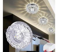 Solinder Energy-Saving Crystal LED Ceiling Light 3W, Eye-Friendly No Flicker, Warm Lighting Decoration for Home Living Room, Bedroom,Adopts Transparent Crystal Glass Lamp Shade, (Concealed 3W White
