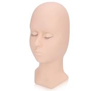 Solinder Eyelash Extension Mannequin Head Lifelike Simulated Lashes for Beginners Training Practice for Beauty Institutions Silicone 11.02x5.71x3.94in (Double eyelids pink)