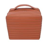 Solinder Fold Down Makeup Bag, Large Capacity Water Proof Zippered Makeup Organizer for Women, with Foldable Storage Pouch Cleanable with Damp Cloth (Brown)