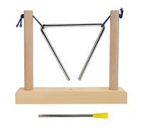 Solinder Hand Percussion Triangle Musical Instrument Durable Pine Frame for Performance Playing, Pretty Musics, Easy to Play for Children and Adults, Stage Performances, Wood Colour