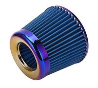 Solinder Intake Air Filter, Car Intake Air Filter, 3in/76mm High Performance Washable Reusable Cone Universal Accessory, with Rubber Ring Fitting, for Universal (Blue)