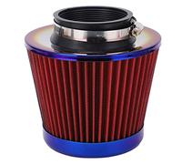 Solinder Intake Air Filter, Car Intake Air Filter, 3in/76mm High Performance Washable Reusable Cone Universal Accessory, with Rubber Ring Fitting, for Universal (Red)