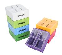 Solinder Organizer Vitamin Holder Supplement Case 28 Grid Weekly Portable Detachable Clearly Classified Box with Color Compartments for Pills Candy C