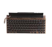 Solinder Quad Axes Round Keycaps Typewriter Mechanical Keyboard, 83 Keys RGB Retro Keyboard with Leather Wrap for Gaming and Office, Wireless Mechanical forWind 10, IOS and OS X (Wood Color)