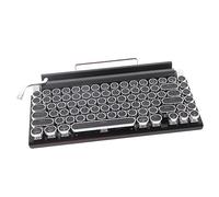 Solinder Quad Axes Round Keycaps Typewriter Mechanical Keyboard, 83 Keys RGB Retro Keyboard with Leather Wrap for Gaming and Office, Wireless Mechanical forWind 10, IOS and OS X (Black)