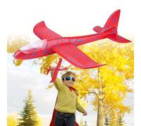 Solinder Throwing Airplane Toy with Fancy Lights for Night Play Hand Launch Flexible EPP Model for Kids (Red)