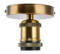 Solinder Vintage E27 Lamp Holder, Standard E27 Threaded Lamp Socket with Aluminum Head for Kitchen Bedroom Living Room, Easy Install, Retardant, Suitable for Many Places (Gold Patina)