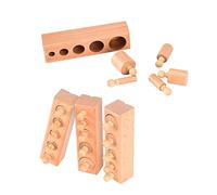 Solinder Wooden Knobbed Cylinder Socket Brain Exercise Toy for Toddlers Early Childhood Development, Smooth Beech Material, 4 Bases 20 Cylinders, Montessori Classroom Educational Teaching