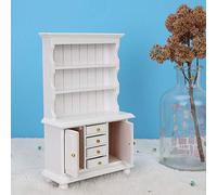 Solinder Wooden Three Layers Dollhouse Display Cabinet for Doll House Accessories, Mini Dollhouse Cabinet, Bookcase, Great Decoration and Accessory for Kids' Doll House (White)