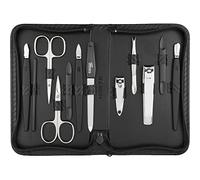 Solingen Manicure Set for Women and Men - 12 pcs kit - made in Germany incl. nailclippers & pedicure tools - Fashion leather case ideal for travelling, carbon