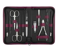Solingen Manicure Set for Women and Men - 12-Piece Professional Pedicure Kit - Presented in a Genuine Leather Case - Perfect for Travel, as a Gift, or for Home Use, Fuchsia