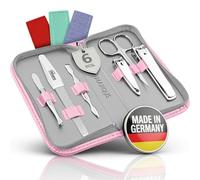 Solingen Manicure Set for Women and Men - 6-Piece Nail Grooming Kit - Pedicure Tools - Ideal for Travelling, as a present and home use, Rose
