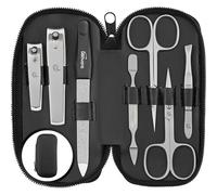 Solingen Manicure Set for Women & Men - Comparison Winner with Top Price/Performance Ratio - Made from Stainless Steel - Handy and Soft Case - 7-Piece Grooming Kit, Black