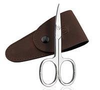 Solingen Nail Scissors for Women and Men - Curved Manicure Scissor Made in Germany - Extra Fine and Sharp - in a Handy Case, Ideal for Travelling, as a Gift, or for Home Use, Brown
