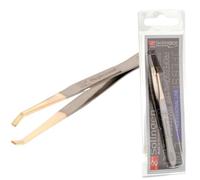 Solingen Tweezers for Eyebrows | Slanted Tip | Professional Stainless Steel |Slanted Tip Tweezers | Best Shaped for Eyebrows Extensions Chin Cheek Face Facial Hair | Made in Germany (Nickel-Gold)