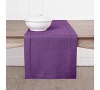 Solino Home 100% Pure Linen Dining Table Runner Purple Woven, 14 x 108 in | Classic Hemstitch Table Runners for dining, hallway and console table styling | hand hemstitched borders | OEKO-TEX Certified