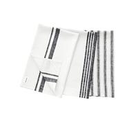 Solino Home Black and White Linen Kitchen Towels Set of 3-100% Pure Linen Kitchen/Tea Towels 17 x 26 Inch - Machine Washable and Handcrafted from European Flax