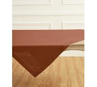 Solino Home Cinnamon Linen Tablecloth 52 x 52 Inch - 100% Pure Linen Square Table Throw - Classic Hemstitch, Machine Washable Fabric Table Cloth