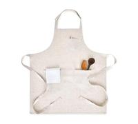 Solino Home Linen Kitchen Apron for Men & Women - Light Natural Bib Apron with Front Pockets - Handcrafted from European Flax