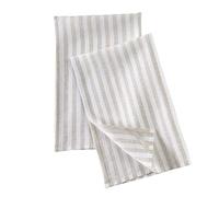 Solino Home Linen Kitchen Towels 17 x 26 Inch - 100% Pure Linen Kitchen Towels Natural and White - Amalfi Stripe Tea Towels Set of 2 - Handcrafted from European Flax and Machine Washable