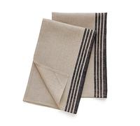 Solino Home Linen Kitchen Towels Set of 2 - Black and Natural 17 x 26 Inch - 100% Pure Linen Farmhouse Kitchen/Tea Towels - Machine Washable and Handcrafted from European Flax