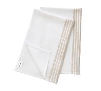 Solino Home Linen Kitchen Towels Set of 2 - Natural and White 17 x 26 Inch - 100% Pure Linen Farmhouse Kitchen/Tea Towels - Machine Washable and Handcrafted from European Flax