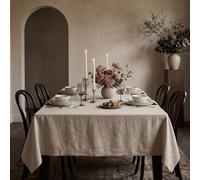 Solino Home Linen Natural Tablecloth 60 x 108 Inch - 100% Pure Linen Rectangular Tablecloth - Machine Washable Table Cloth for Summer - Fete