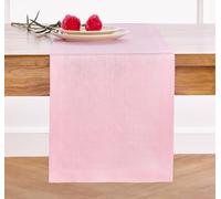 Solino Home Linen Table Runner 48 Inches - 100% Pure Linen Pink Lemonade Table Runner 14 x 48 Inch Ideal for Dresser and Coffee Tables - Summer - Fete