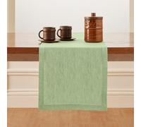 Solino Home Linen Table Runner 48 Inches - 100% Pure Linen Pistachio Hemstitch Table Runner 14 x 48 Inch Ideal for Dresser and Coffee Tables - Milan - Spring, Summer