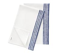 Solino Home Navy and White Linen Kitchen Towels Set of 2-100% Pure Linen Farmhouse Kitchen/Tea Towels 17 x 26 Inch - Machine Washable and Handcrafted from European Flax
