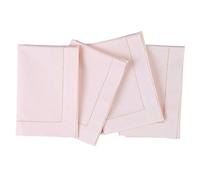 Solino Home Pink Hemstitch Cotton Linen Napkins Set of 4-20 x 20 Inches for Summer, Autumn and Autumn - Handmade and Machine Washable