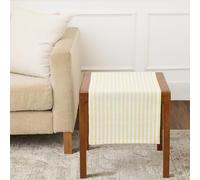 Solino Home Stripe Linen Table Runner 36 inches - 100% Pure Linen 14 x 36 Inch Table Runner, Primrose Yellow and White Amalfi Stripe - Small Coffee Table Runner for Spring, Summer