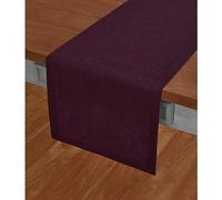Solino Home Table Runner 72 Inches Long - Athena, 100% Pure Linen Chambray Burgundy Table Runner 14 x 72 Inch for Dining, Summer