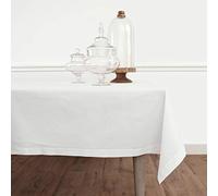 Solino Home White Cotton Linen Tablecloth 58 x 140 Inch - Hemstitch Table Cloth for Rectangle Tables - Machine Washable Tablecloth for Fall, Autumn, Halloween, Thanksgiving, Christmas, Holiday