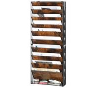 Solinxe 10-Pocket Wood Desk Tidy Organiser, A4 Wall Mounted Document Holder, Vertical Magazine Rack, Wall Hanging Storage Organiser in Tray for Office Accessories Stationery Supplies, Black/Antique