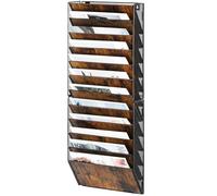 Solinxe 12-Pocket Wood Desk Tidy Organiser, A4 Wall Mounted Document Holder, Vertical Magazine Rack, Metal Wall Hanging Storage Organiser for Office Accessories Stationery Supplies, Black/Antique