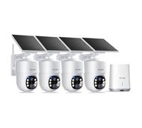 SOLIOM 5MP Security Camera Outdoor Wireless, No Subscription,4-Cam Pack, Solar Powered Home Security Camera with 360° Auto Tracking, Pan & Tilt, 3K Color Night Vision,5G & 2.4G Router Compatible