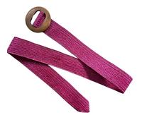 Solis Accessories Chunky Rattan Ladies Stretch Belt with Wooden Buckle, 2 inch, 5 cm Wide, One Size (Raspberry)