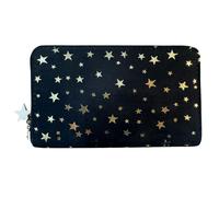 Solis Accessories Ladies Faux Suede Concertina Purse - Midnight Sparkle Stars - Black