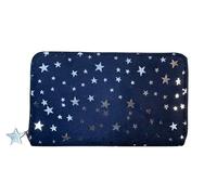 Solis Accessories Ladies Faux Suede Purse, Midnight Sparkle Stars Pattern, Concertina Zip Around, 16 x 10 x 2.5 cm (Navy)