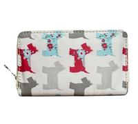Solis Accessories Scotty Dog Print Zip Around Wallet - Women’s Concertina Purse with Card Slots, Coin Pocket & Divider - 16 x 10 x 2.5 cm (White)