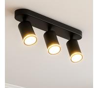 'Solis' Black Triple GU10 Ceiling Spotlight with Halo Ring Adjustable Spot Bar CGC Lighting Black One Size