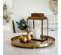 Solis Embossed Tray Gold W40CM Ivyline Gold One Size