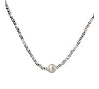Solitaire Pearl Necklace Irregular Silver Fragment Pendant Delicate Collar Chain Women's Refined Jewelry Gift