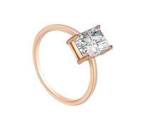 Solitaire Ring Rose Gold Wedding Rings for Women 18K Au750 Moissanite White Rectangle Moissanite Size T 1/2 Fashion for Ladies New Year Jewelry