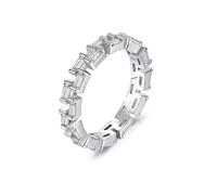 Solitaire Ring White Gold Wedding Band Rings for Women 18K Lab Diamond Geometric with Rectangle Cubic Zirconia Colorful Size I 1/2 Fashion for Lesbian Engagement Jewelry