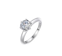 Solitaire Wedding Rings for Women, Solid 9K White Gold Promise Rings with 1ct Moissanite Real Gold Women's Anniversary Bands Size L 1/2